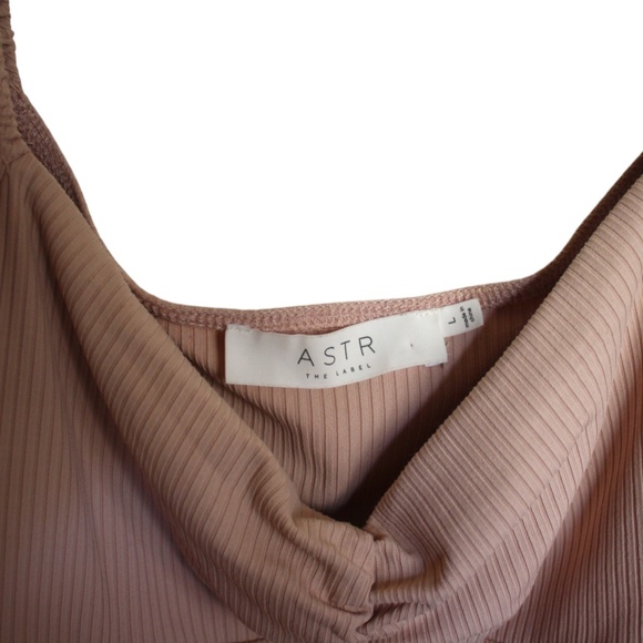 ASTR The Label Women Sweetheart Neck Ruched Rib Knit Bodysuit Puff Sleeve Size L - Picture 4 of 9